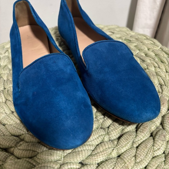 J. Crew Cleo Bright Cobalt Deep Riviera Blue Suede Slip On Loafers - Picture 4 of 11